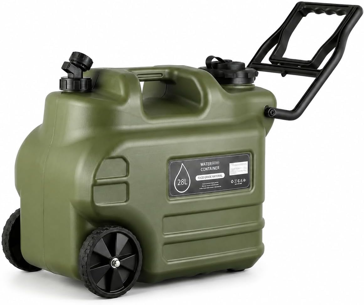 Aquiforge 7.4Gal Portable Water Storage Tank with Wheels & Tap - Food Grade PE R