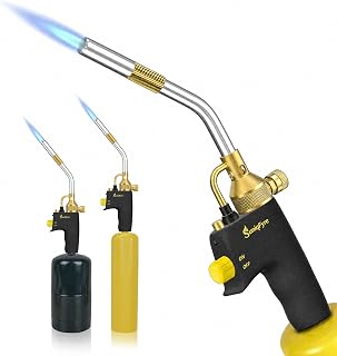 SuniqFyre Propane Torch Head, Upgraded 10,000 BTU, Built-in Regulator&amp;Flame Lock, 360° All-Angle Burn Plumbing Torch Compatible with MAPP/MAP-Pro/Propane for Soldering, CSA Certified