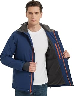 NORDIC OUTLAND Men's Winter Ski Jacket,Insulated Waterpoof Snow Coat,Windproof Warm Hooded Windbreaker Jacket