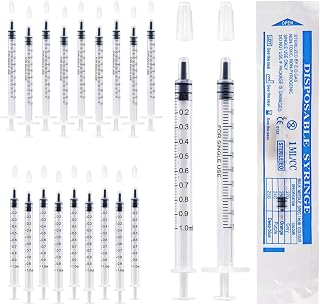 20Pcs 1ml Colostrum Syringe Plastic Syringes With Caps No Needle | for Refilling and Measuring Liquids, Scientific Labs, Plant Watering, Pet Feeding ,Glue Applicator