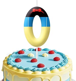 ホワイトカートゥーンバースデーキャンドル、ナンバー0キャンドル、ホワイトプリンセスをテーマにした誕生日パーティー用品、ケーキトッパーデコレーション用の2.4インチのバースデーキャンドル、子供用誕生日デコレーション(数字0)