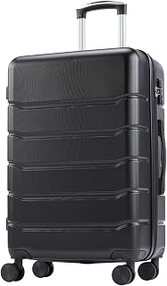 NEWBULIG 20 Inch Carry On Luggage, Suitcase with Spinner Wheels | Expandable, ABS Hard Shell, Lightweight, Rolling, Smooth, TSA Lock, Business Trips, Short Vacations, Black