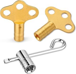 Mellbree Solid Brass Radiator Bleed Key Set Towel Radiator Key UK Standard | 3-Piece Hex + Towel Radiator Keys | Easy Heating System Upkeep | Metric/Imperial Fit