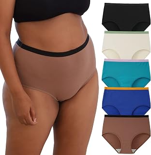 INNERSY Women's Plus Size XL-5XL Underwear Cotton Stretchy High Waisted Briefs 5-Pack