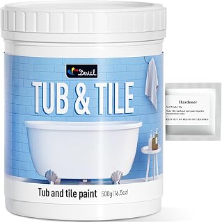DWIL Tub and Tile Paint 16.5 oz, Tub Paint for Bathtub, Tile Refinishing with Hardener, Water Based, Low Odor, Semi-Gloss White, 25-30sq.ft