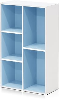 Frenno LUDER Bookshelf 5 Cubes W 12.7 x D 23.9 x H 49.5 cm White for Living Room Bedroom Home Office