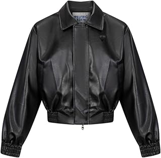 Aelfric Eden Womens Cropped Leather Jacket Y2k Faux Motorcycle Bomber Moto Biker Streetwear Jackets Coats