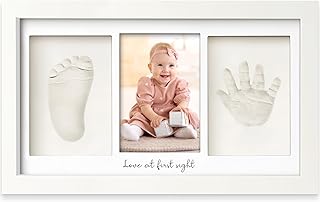 KeaBabies Baby Hand and Footprint Kit, Clay Keepsake Frame (Alpine White) | Quick Dry Handprint and Footprints, Newborn Nursery Picture Frame, Personalized New Mom Gifts for Baby First Christmas Shower