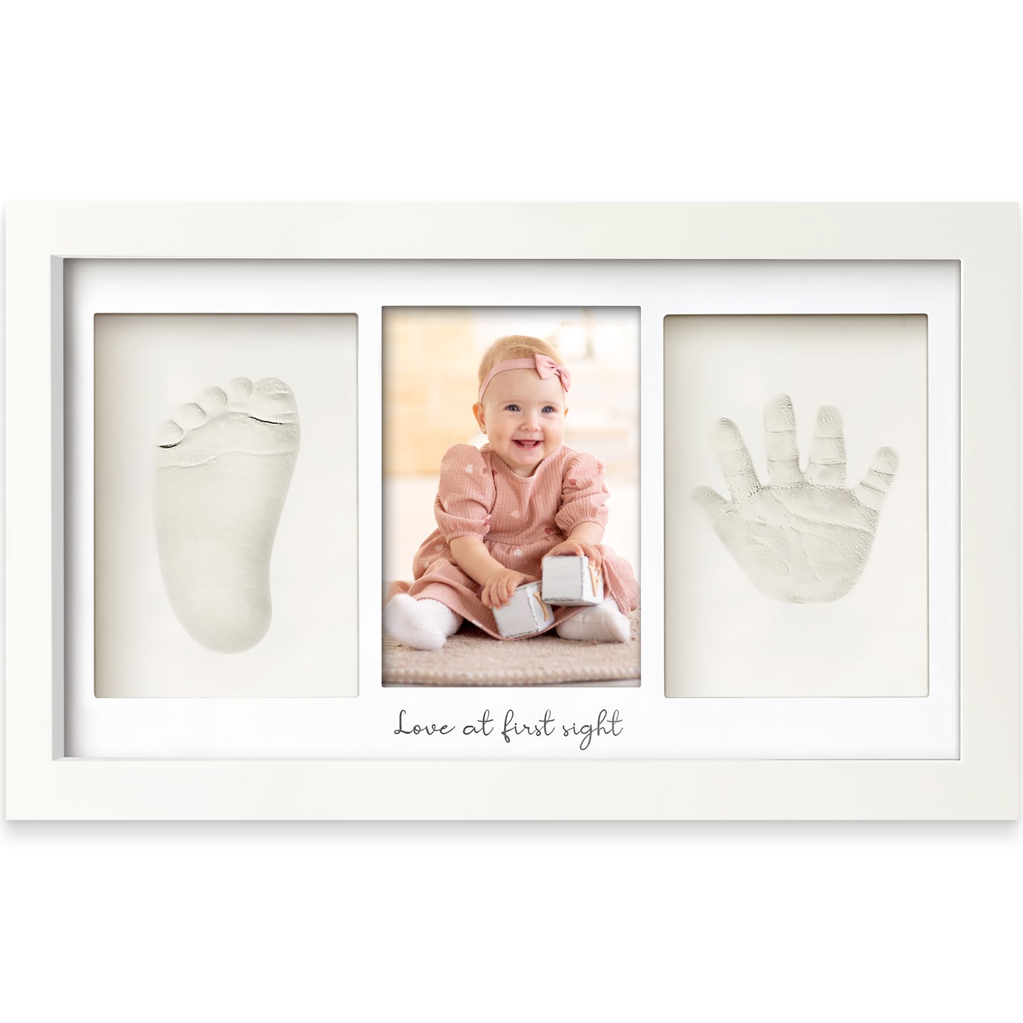KeaBabies Baby Hand and Footprint Kit, Clay Keepsake Frame (Alpine White) | Quic
