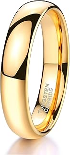 TRUMIUM 2mm 4mm 6mm 8mm Tungsten Wedding Band Ring for Men Women | Silver/Rose Gold Plated/Rainbow/Gold Plated, Domed High Polish, Engagement Promise Rings, Comfort Fit, Size 4-15