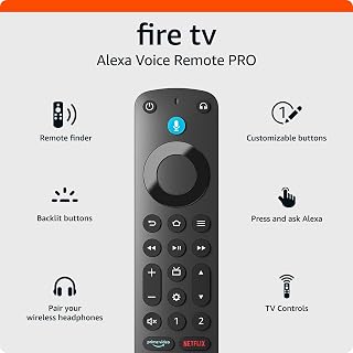 Amazon Fire TV Alexa Voice Remote Pro (newest model), includes remote finder, TV controls and backlit buttons (requires compatible Fire TV device)
