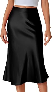 LYANER Women's Satin Silky Midi Skirt