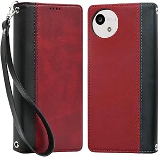 Sizkawil AQUOS WISH5 SH-52F Case Cover Notebook Type Genuine Leather Style Aquos Wish 5 Leather Case Bordeaux Red x Black 1 Piece