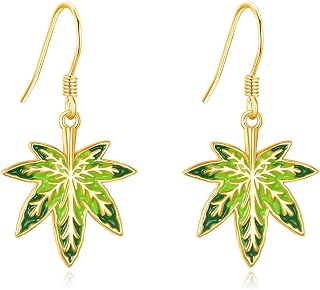 Bohemian Leaf Earrings for Women Sterling Silver Dangle Drop Earrings Boho Vaction Jewelry