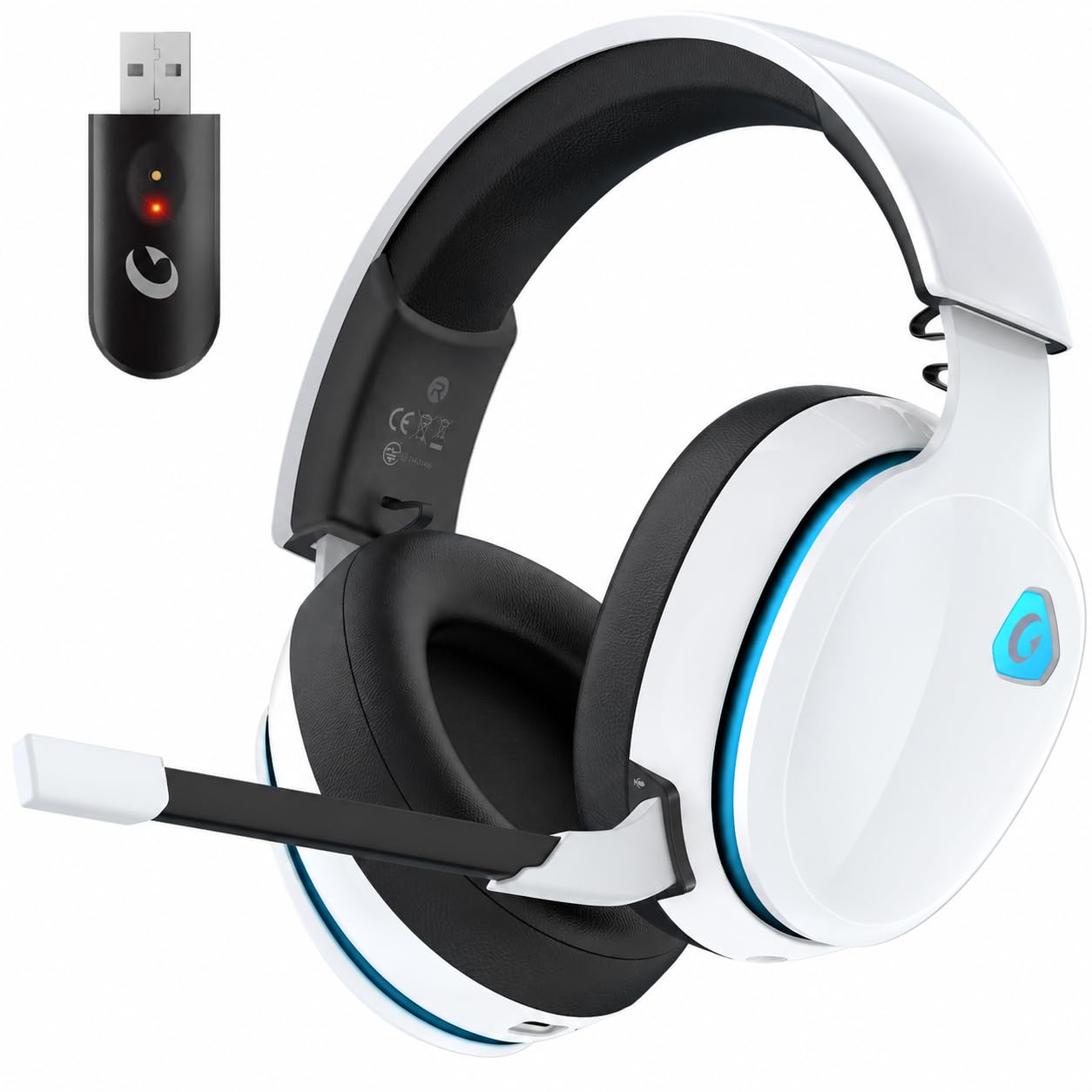 AOC 2.4GHz Wireless Gaming Headset for PS5, PS4, PC, Switch, 45Hr, White | Bluet