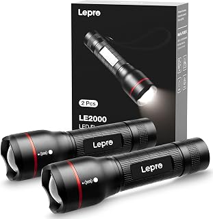Lepro Battery Torches for Power Cut, Small Handheld Flashlight,Pocket Sized | 5 Modes, Zoomable & Water Resistant, Bright, AAA Battery Powered (Not Included), for Camping, Emergency, Dog Walking & Gift