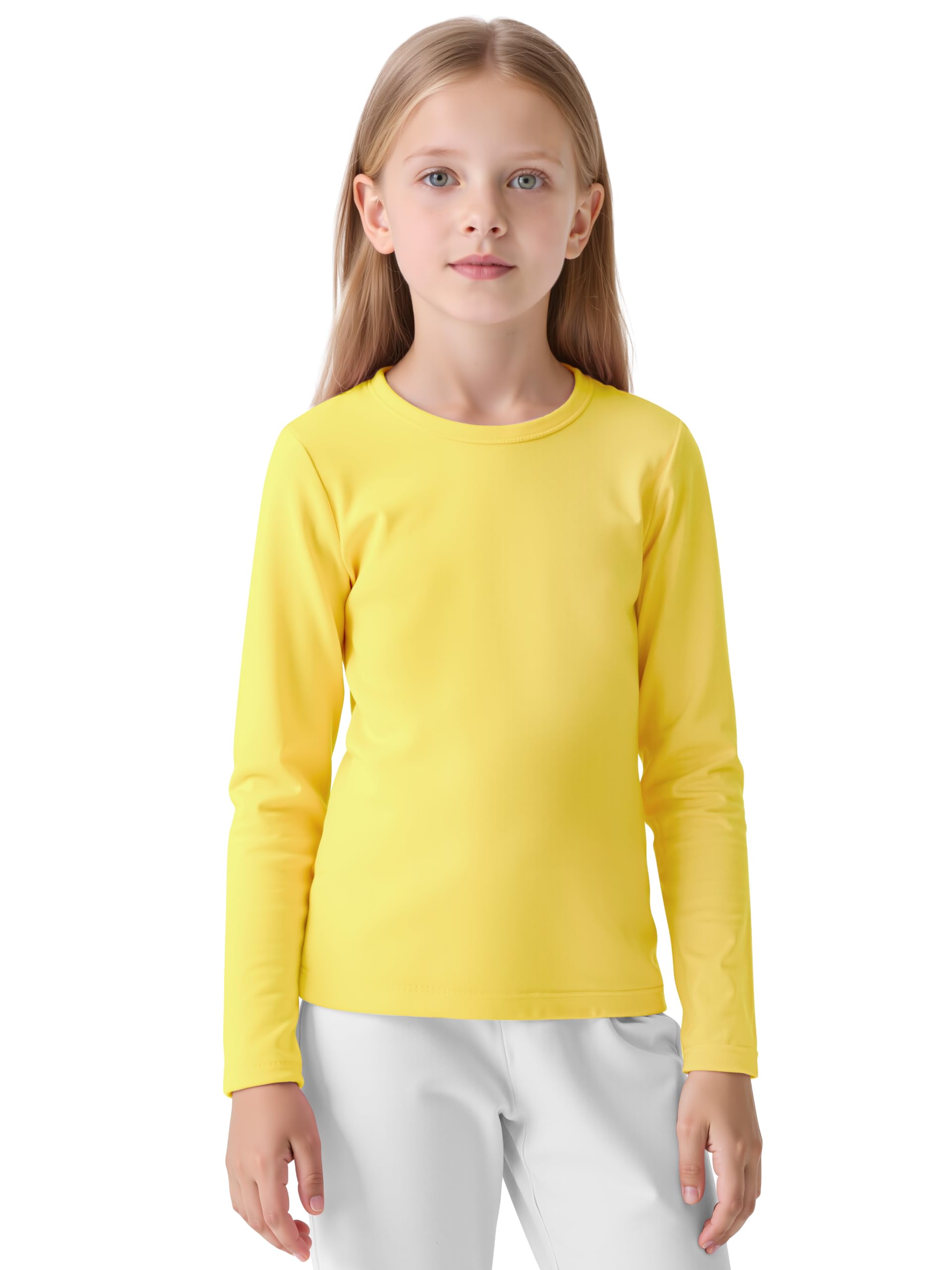 Resinta Girls Long Sleeve Crew Neck T-Shirts Kids Basic Solid Layer Tees | 2-16 