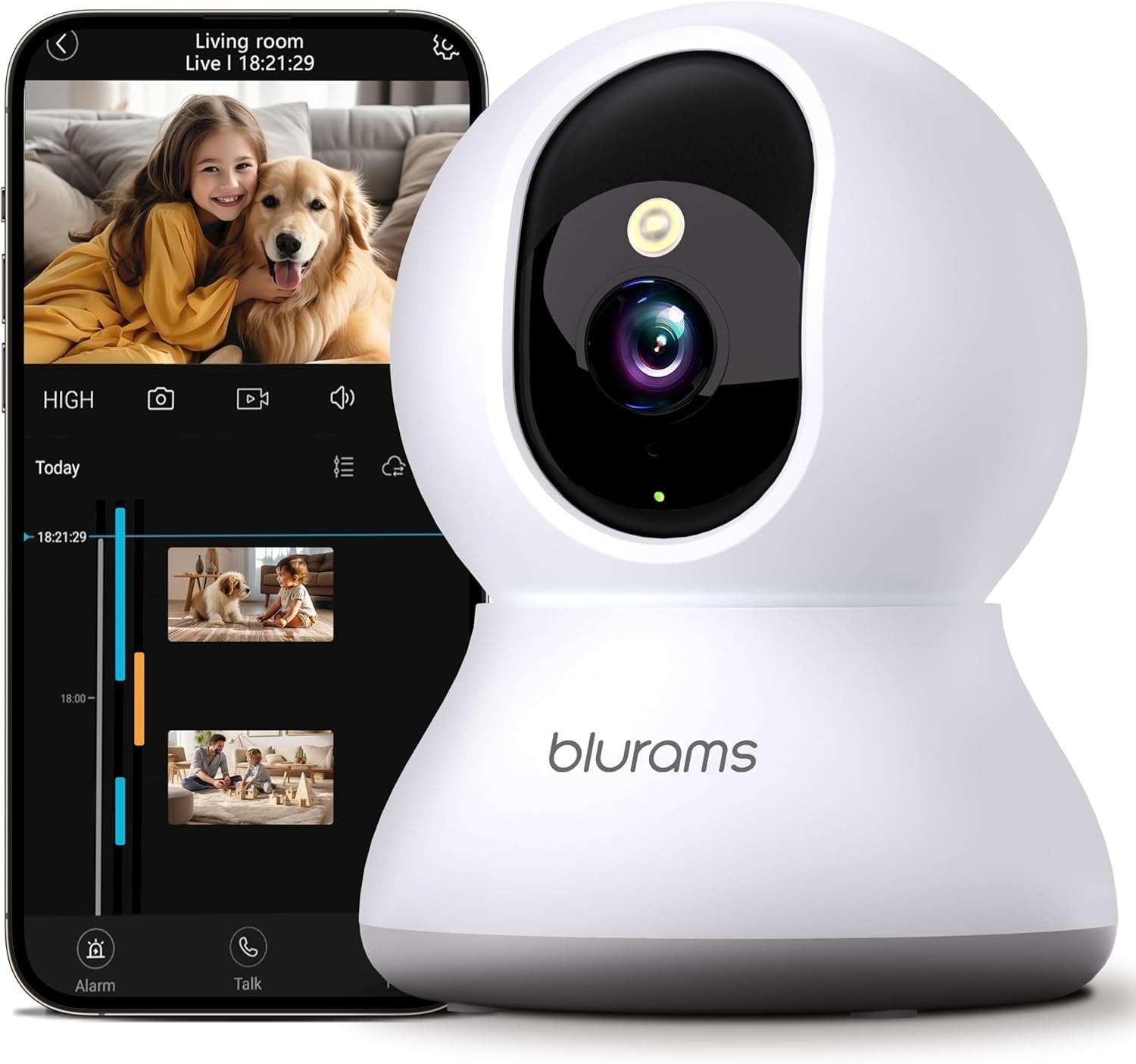 blurams Security Camera, 2K Indoor Camera 360° Pet Camera for Home Security | Mo