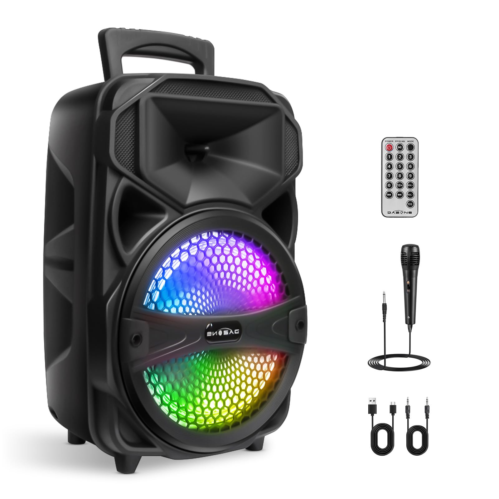 ZYMY Portable Bluetooth Speaker Loud Karaoke Machine with Lights and Mic | Porta