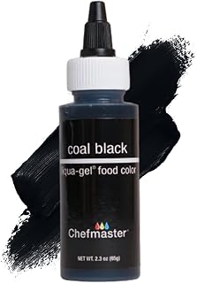 Chefmaster Coal Black Liqua-Gel® Food Coloring | Vibrant Color | Professional-Grade Dye for Icing, Frosting, Fondant | Baking & Decorating | Fade-Resistant | Easy-to-Use | Made in USA | 2.3 oz