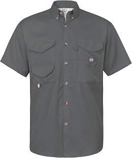 Alimens & Gentle Fishing Shirt Short Sleeve Breathable Fabric Casual Sun Protection Button Down Shirt