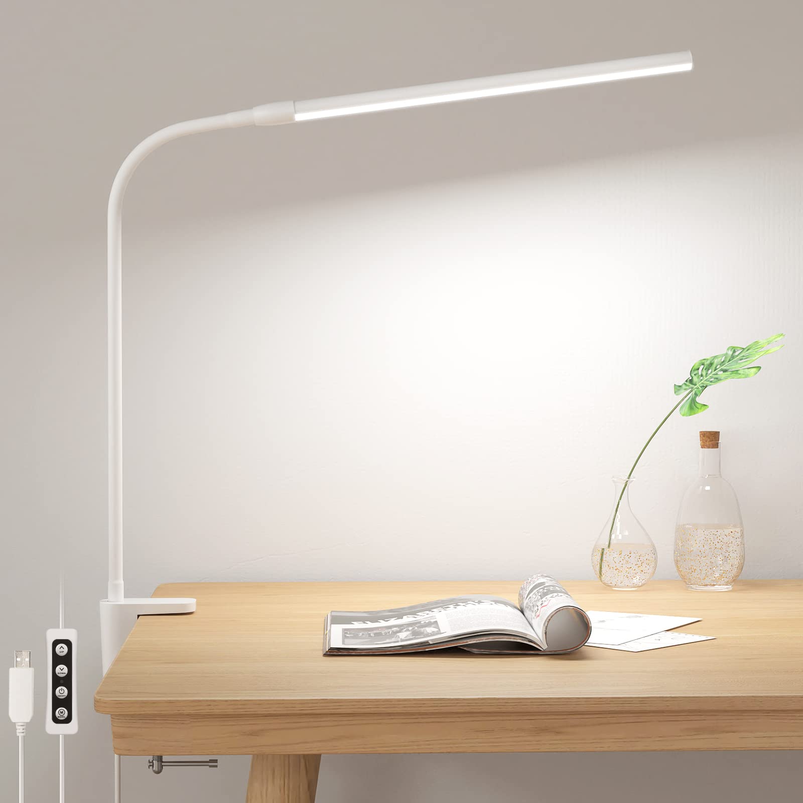 Lepro Desk Lamp Clamp, 460lm Eye-Caring Clip on LED Desk Light | 10 Levels Dimma