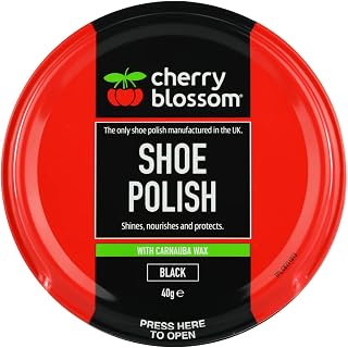 Cherry Blossom Shoe Polish | Black | 40g | Traditional British shoe polish adds shine to all leather shoes and boots
