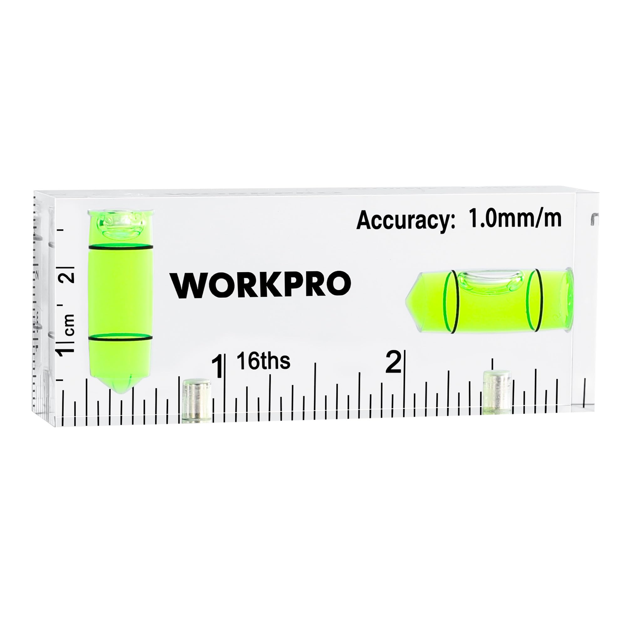 WORKPRO 3 Inch Magnetic Pocket Level | 90°/180° Bubbles, Shatterproof Cross Chec