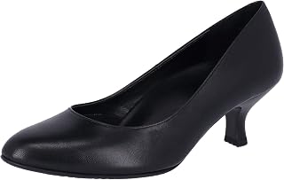 Success Walk WFN566 Wacoal Pumps, 2.0 inches (5 cm) Heel, Round Toe, Small Heel, Goat Leather, Easy to Walk, Less Fatigue, Job Hunting, Black