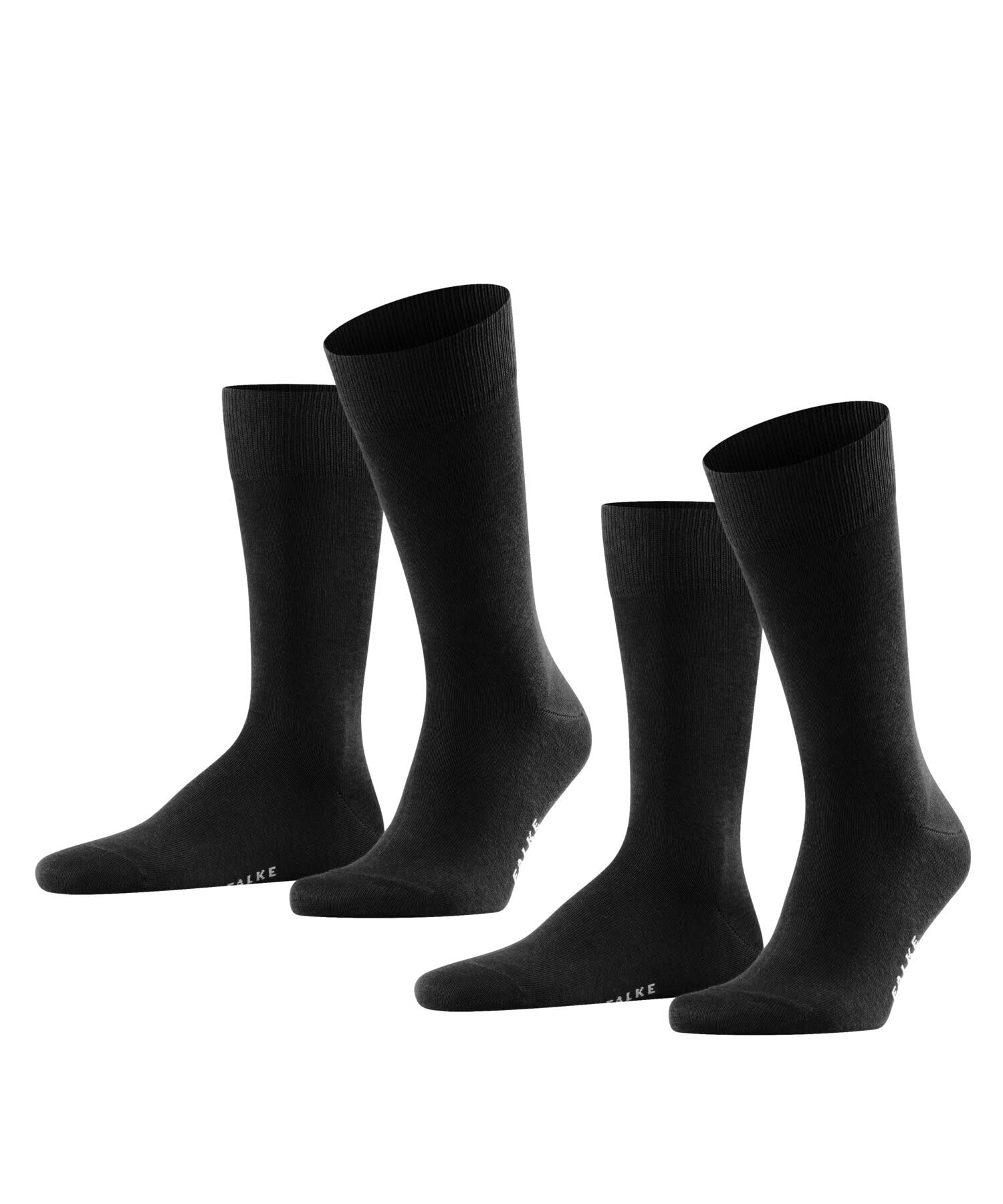FALKE Happy Double Pack M So Cotton Plain 2 Pairs, Men's Socks, Black Black 3000