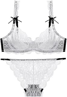 Sexy Lace, Ribbon, Bra & Panties, Top & Bottom Set, All Lace, 3D 3/4 Cup, Adult Sexy, Underwear, Underwear, Lingerie (S/M/L/XL)