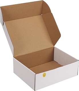 RLAVBL 12x9x4 Shipping Boxes Set of 1, White Corrugated Cardboard Box for Packing, Mailing, Business