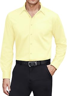 J.VER Men's Dress Shirts Stretch Stain Shield Long Sleeve Solid Formal Shirt Business Casual Button Down Shirts