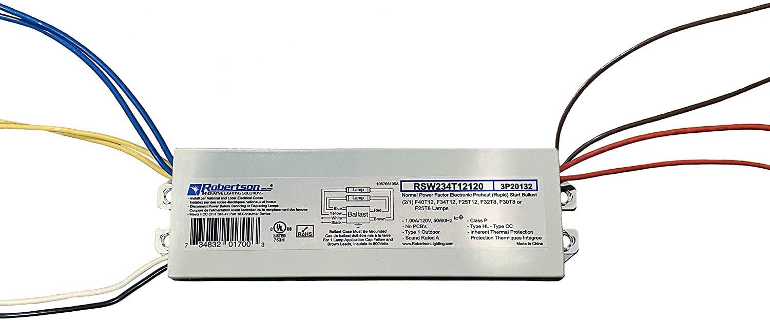 Robertson RSW234T12120 (3P20132) Fluorescent Electronic Ballast, 120Vac, for 1 o