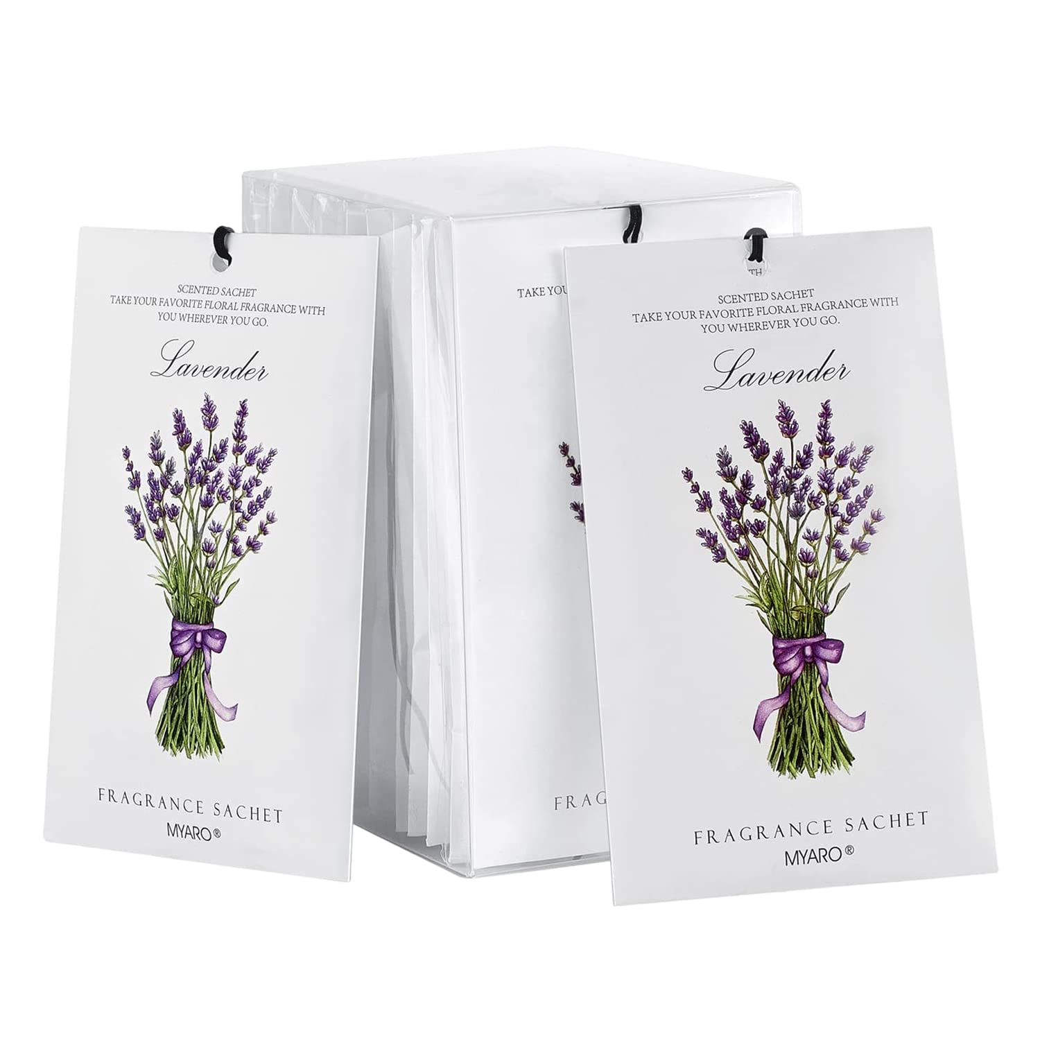 MYARO 12 Pack Lavender Scented Sachets, Closet Deodorizer Car Air Freshener | Lo