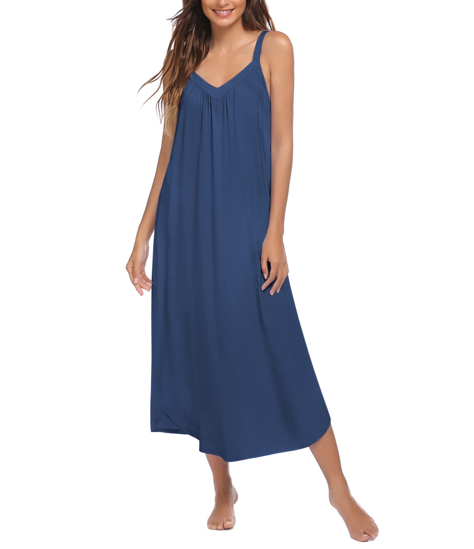 Ekouaer Women's Sleeveless Long Nightgown Full Night Dress Print Sleep Dress Sof