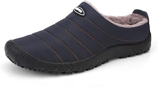 UBFEN Men and Women Winter Soft Lined Indoor Outdoor Leisure Slippers Non-Slip Rubber Sole
