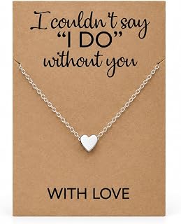 Bridesmaid Proposal Gift with Sterling Silver Heart Necklace and Card | 925 sterling silver heart necklace • Adjustable 16–18 inch chain • ‘I couldn’t say I do without you’ keepsake card