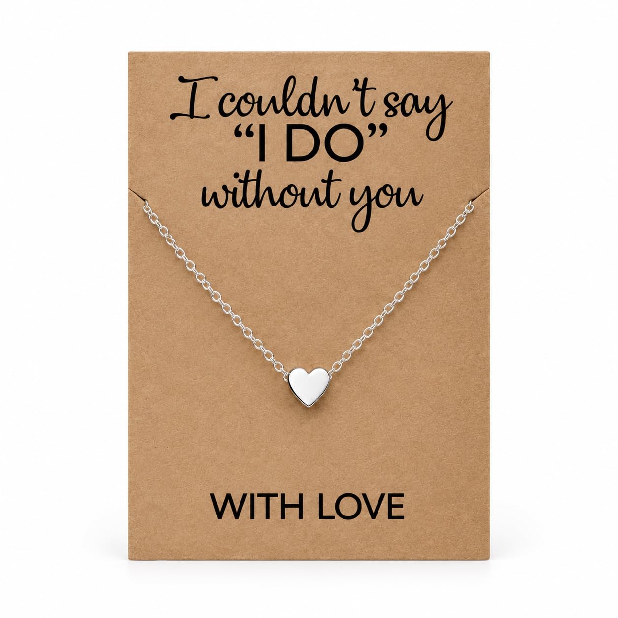 Bridesmaid Proposal Gift with Sterling Silver Heart Necklace and Card | 925 ster