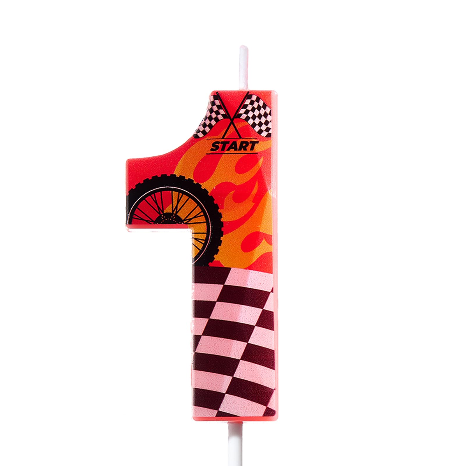2.76 in Race Car 1 Birthday Candle,Red Birthday Decoration for Boys Girls