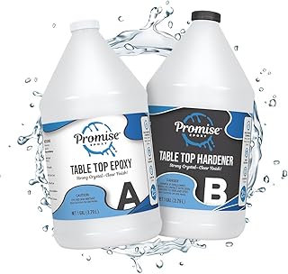 Promise Epoxy Table Top Epoxy Resin Kit 2 Gallon for Bar Top & Coatings | Crystal Clear, Self Leveling, Food Safe for Wood Casting, Coatings, Jewelry Making, Use with Mica Powder, Alcohol Ink