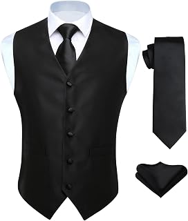 HISDERN Paisley Floral Jacquard Suit Vest for Men Tie and Pocket Square Formal Vest for Tuxedo and Wedding Party