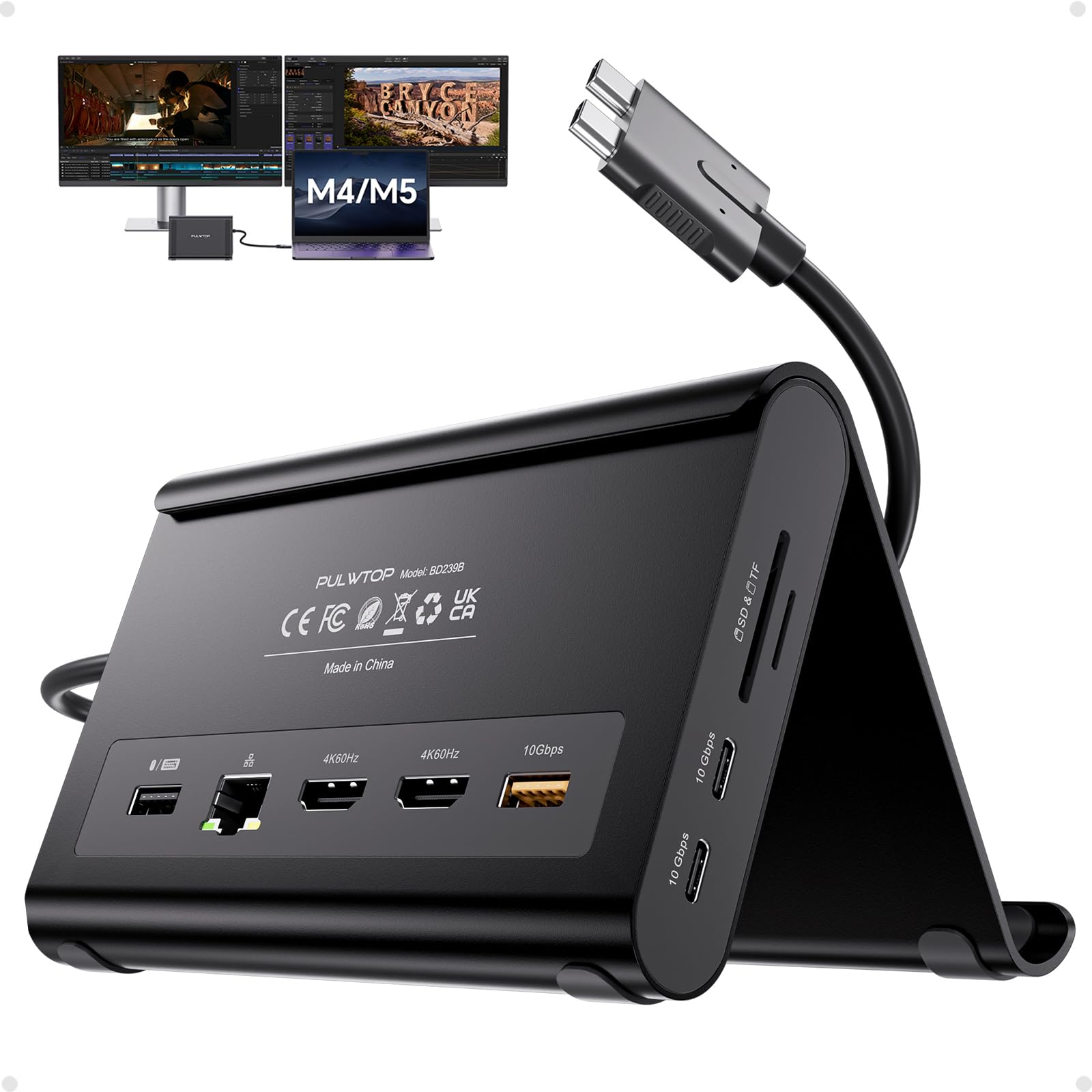 MacBook Docking Station Dual Monitor 4K@60Hz for MacBook Pro/Air M4/M5