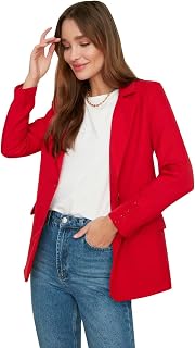 Trendyol Blazer - Giacca con Bottoni Rossi Trendyol Giacca Blazer con Bottone Rosso, Donna (Pacco da 1)