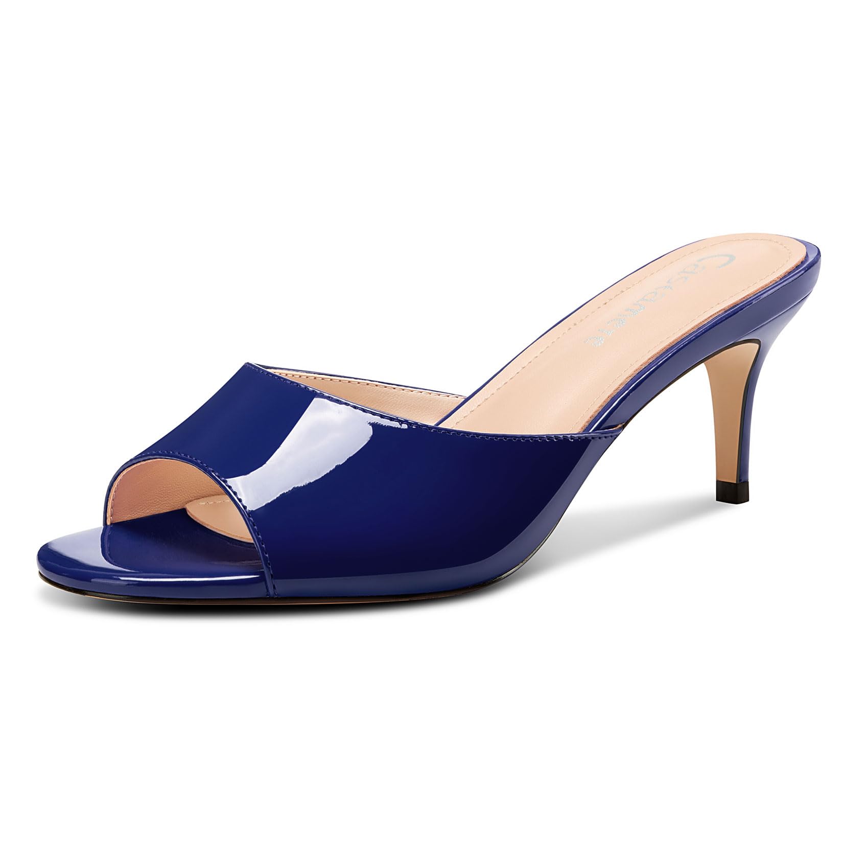 Castamere Women's Round Open Toe Kitten Heel Mules Shoes Sandals Party Dance Dre