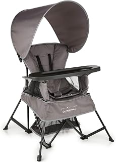 Baby Delight Go with Me Venture Portable Chair | Indoor and Outdoor | Sun Canopy | 3 Child Growth Stages | Grey