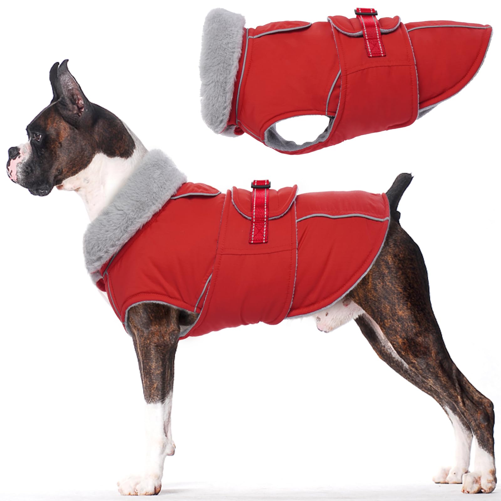 Lelepet Dog Coat Waterproof Dog Jacket Fleece Vest with Adjustable Buckle