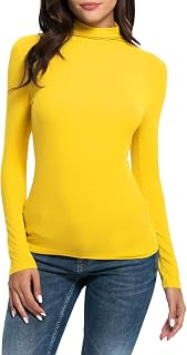 Women's Long Sleeve Shirts Turtleneck Shirt Women Mock Turtle Neck Basic Tops for Woman Fitted Ladies Winter Clothes
