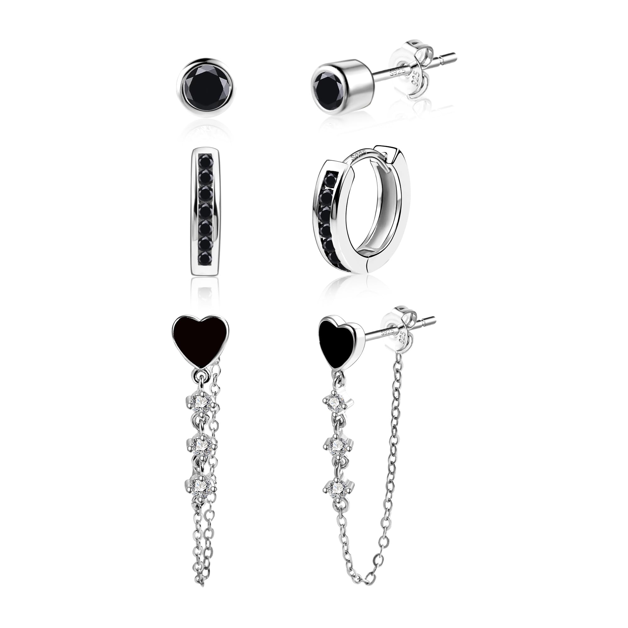ALEXCRAFT Multipack Silver/Gold Small Studs Hoop Earrings Set for Women