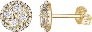 PAVOI 14K Gold Plated Round Cluster CZ Simulated Diamond Stud Earrings